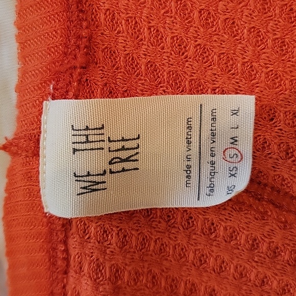 Free People Catalina Orange Thermal Oversized Waffle Knit Top Size S - Picture 4 of 12